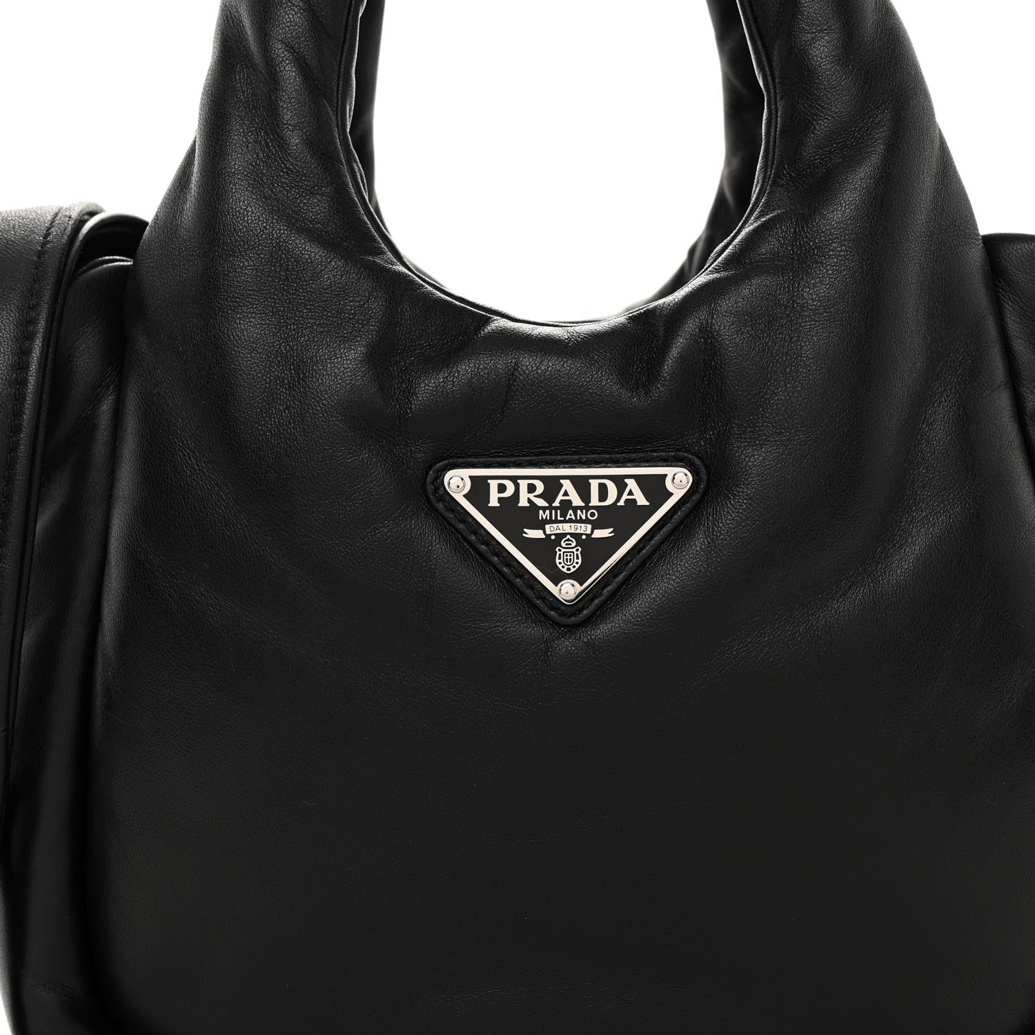 Prada Nappa Soft Padded Small Double Handled Shoulder Bag Black 7 of 9