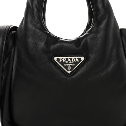 Prada Nappa Soft Padded Small Double Handled Shoulder Bag Black 7 of 9