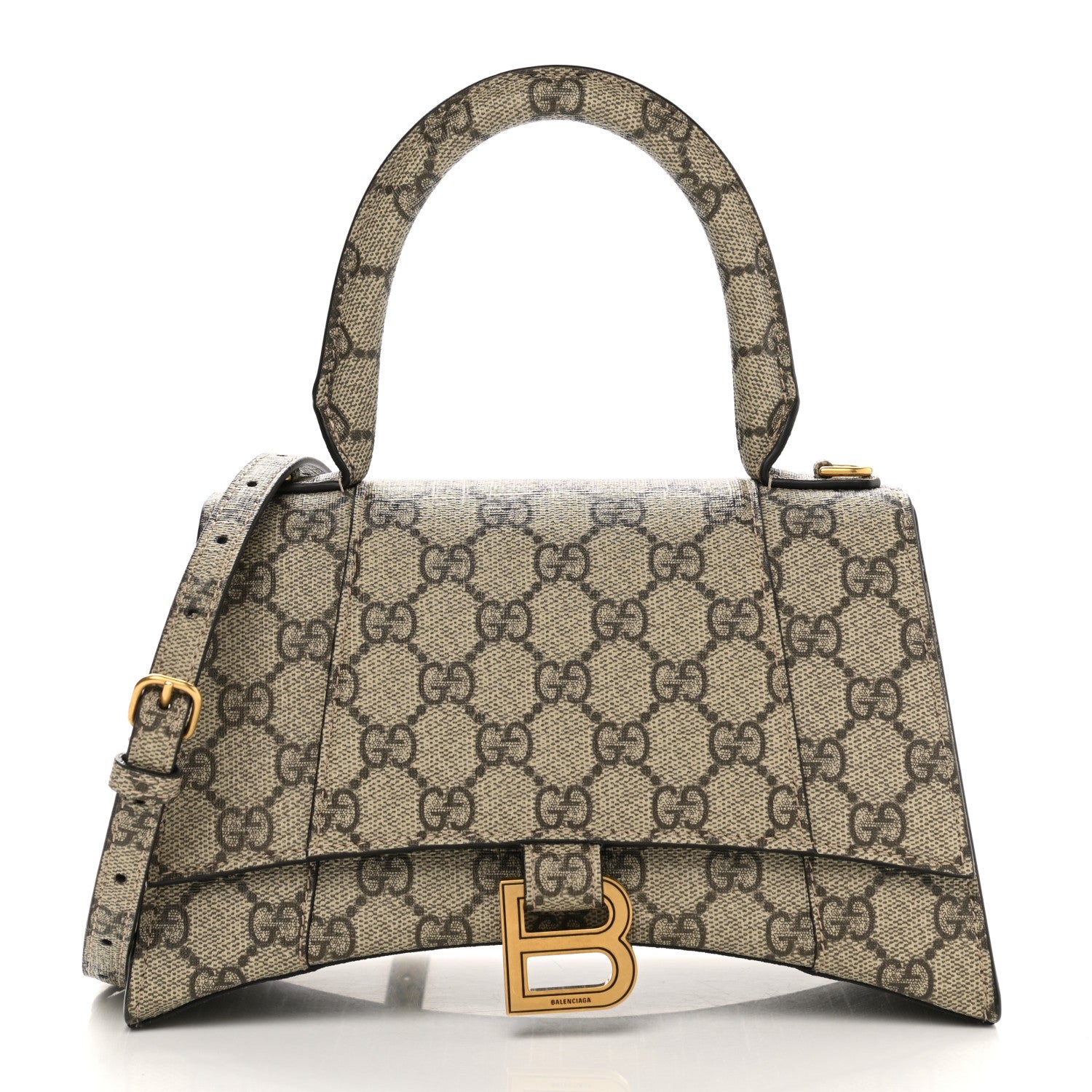 Balenciaga X GUCCI GG Supreme Monogram Small Hourglass Top Handle Bag Beige Ebony 1 of 10
