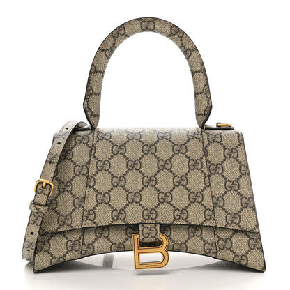 Balenciaga X GUCCI GG Supreme Monogram Small Hourglass Top Handle Bag Beige Ebony 1 of 10