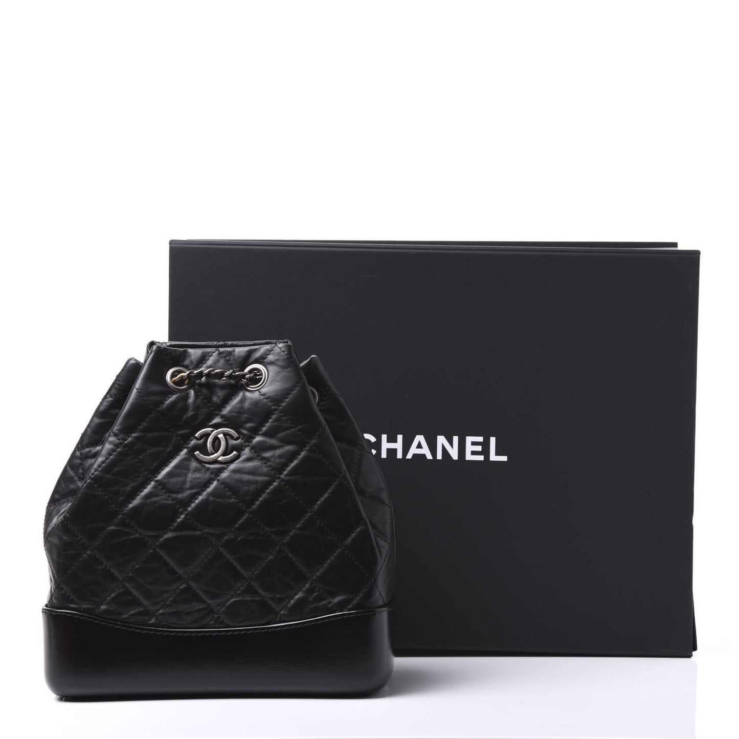 Aged Calfskin Quilted Small Gabrielle Backpack Black