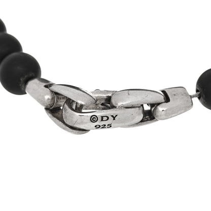 David Yurman Sterling Silver Black Onyx Blue Sapphire 6mm Spiritual Beads Evil Eye Bracelet 3 of 3