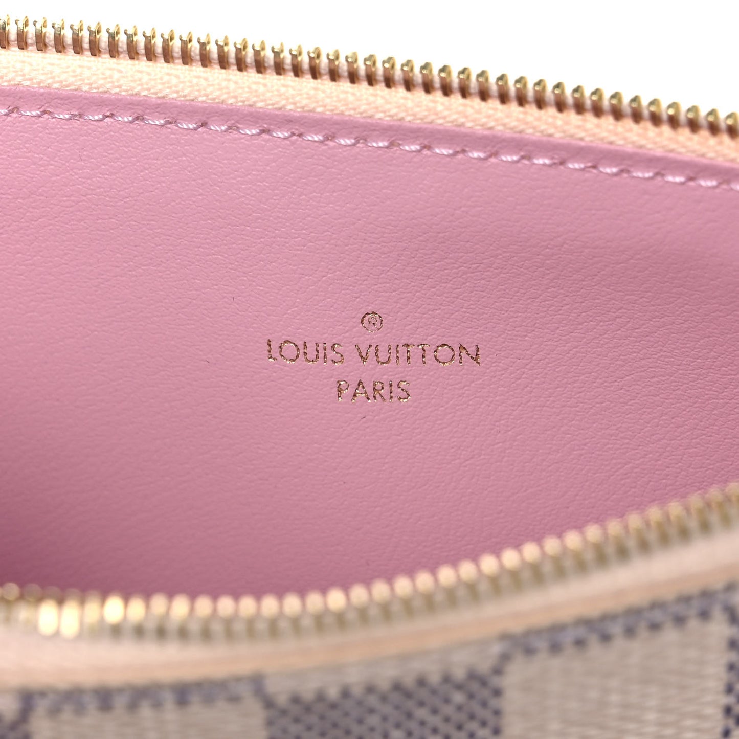Damier Azur Pochette Felicie Chain Wallet Rose Ballerine