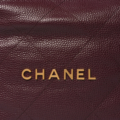 Chanel Caviar Quilted Small Chanel 22 Dark Burgundy 9 of 11
