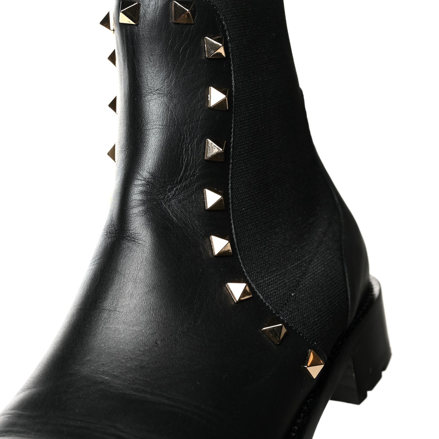 Calfskin Rockstud Beatle Chelsea 20mm Ankle Boots 37 Black