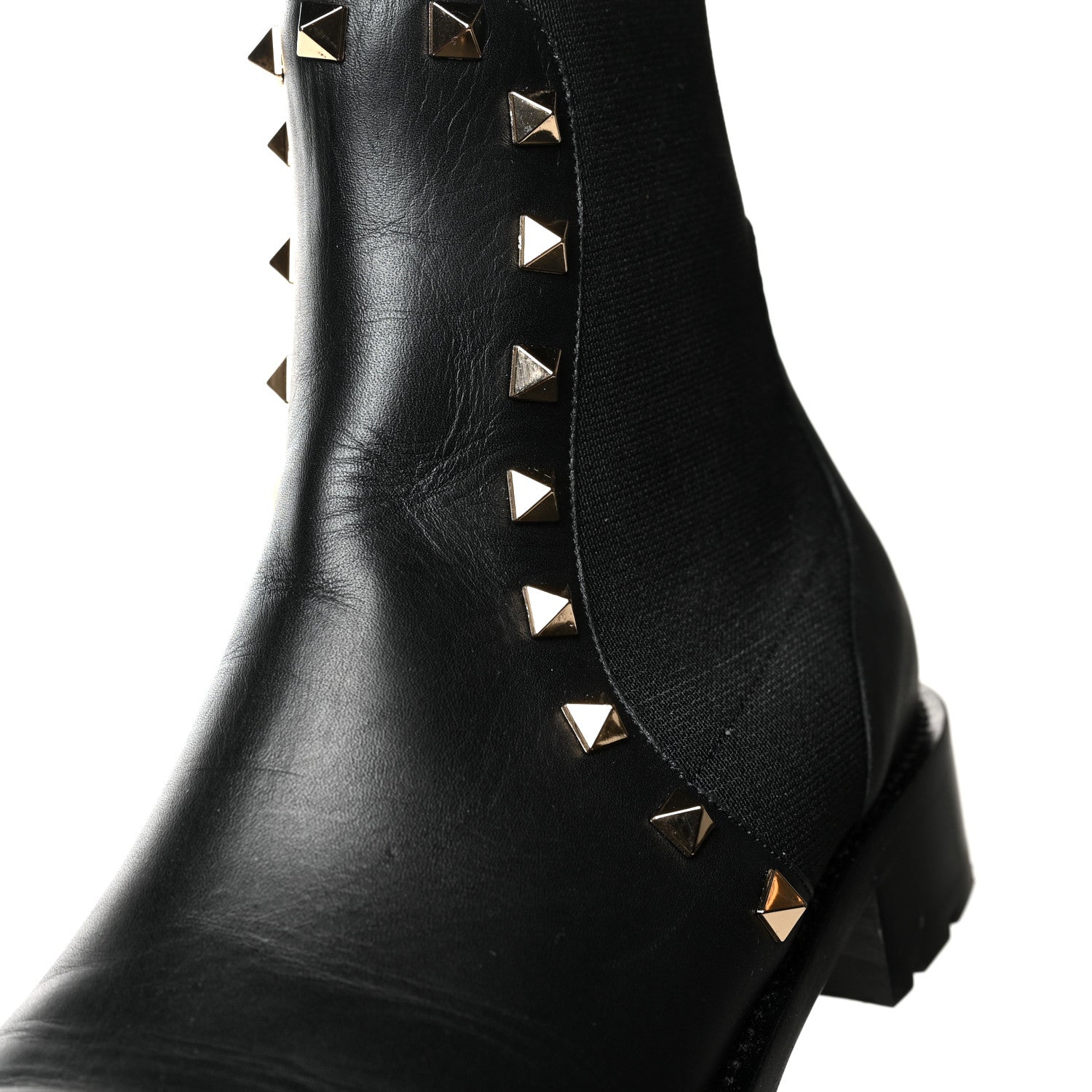 Valentino Garavani Calfskin Rockstud Beatle Chelsea 20mm Ankle Boots 37 Black 11 of 11