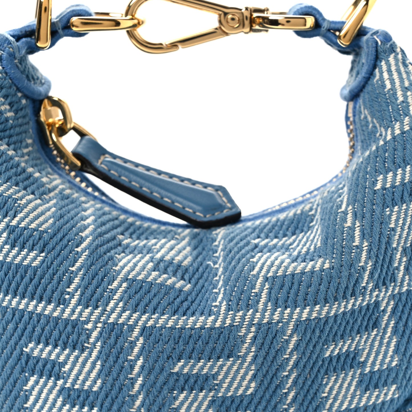 Denim Effect Fabric Jacquard FF Nano Fendigraphy Hobo Charm Blue