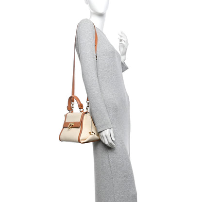 Salvatore Ferragamo Grained Calfskin Small Sofia Satchel White Brown 2 of 15
