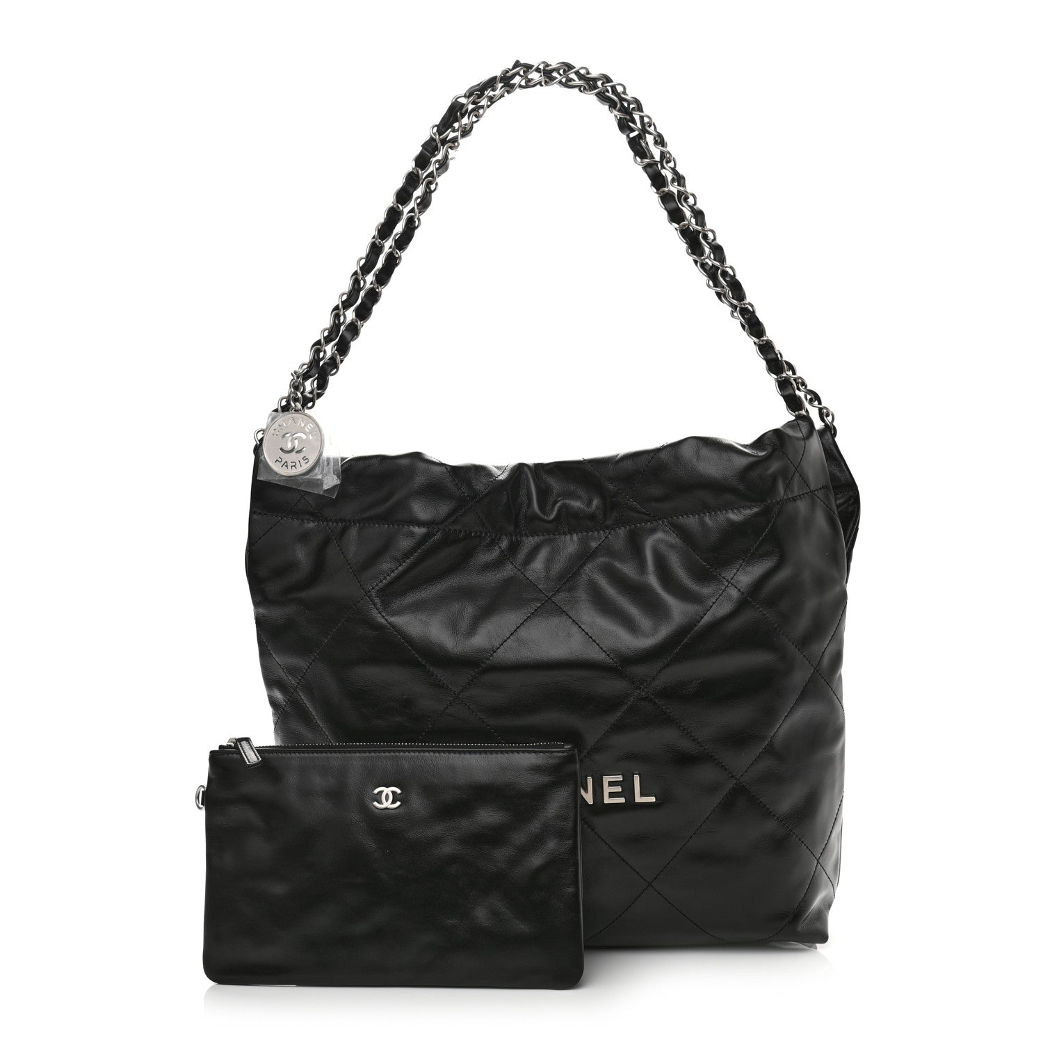 Chanel Shiny Calfskin Quilted Small Chanel 22 Black 1 of 11