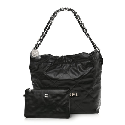 Chanel Shiny Calfskin Quilted Small Chanel 22 Black 1 of 11