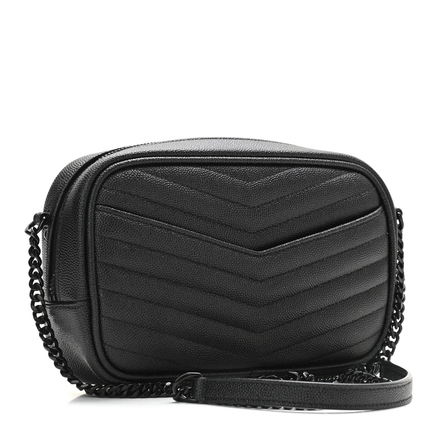Saint Laurent Grain De Poudre Matelasse Monogram Mini Lou Camera Bag Black 2 of 8