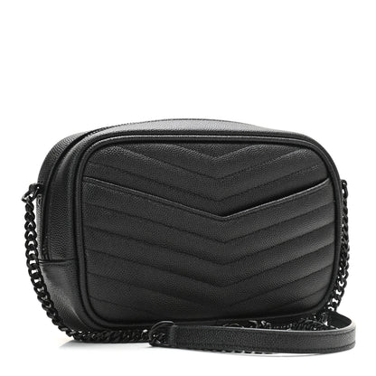 Saint Laurent Grain De Poudre Matelasse Monogram Mini Lou Camera Bag Black 2 of 8