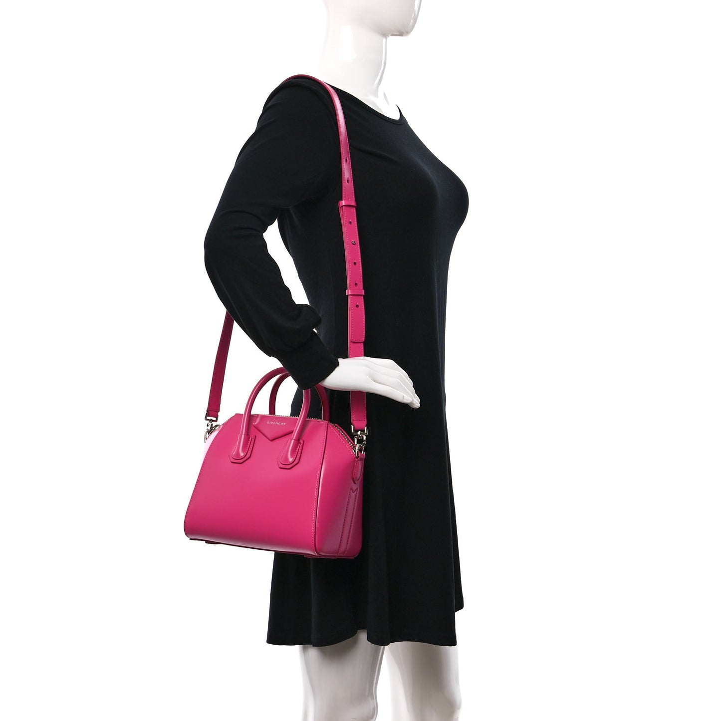 Shiny Lord Calfskin Mini Antigona Neon Pink