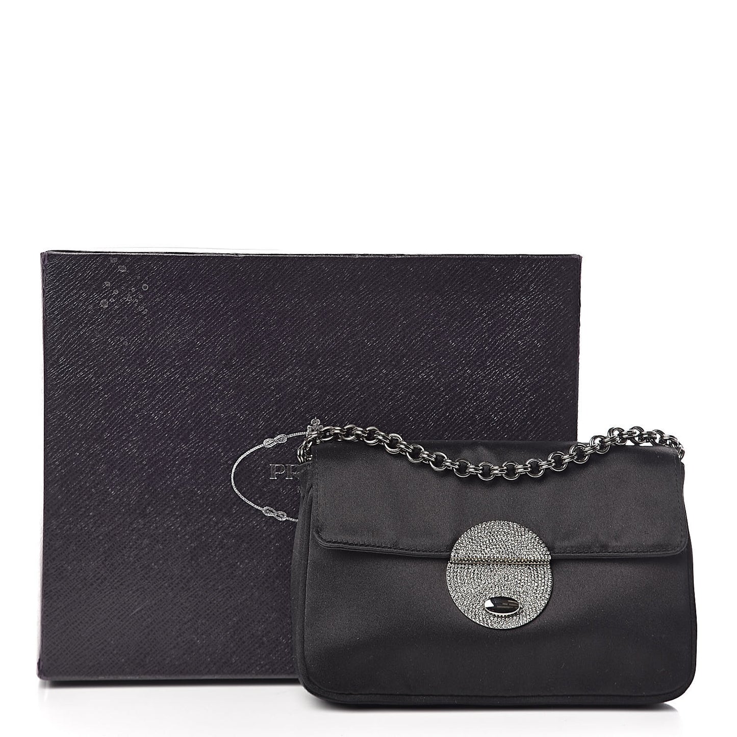 Satin Crystal Clutch Black