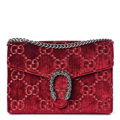 Gucci Velvet GG Monogram Mini Dionysus Chain Wallet Red Cipria 1 of 11