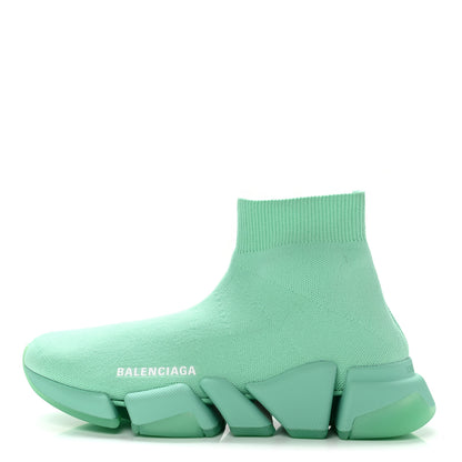 Balenciaga Technical 3D Recycled Knit Womens Speed 2.0 Transparent Sole Sneakers 37 Mint 1 of 9