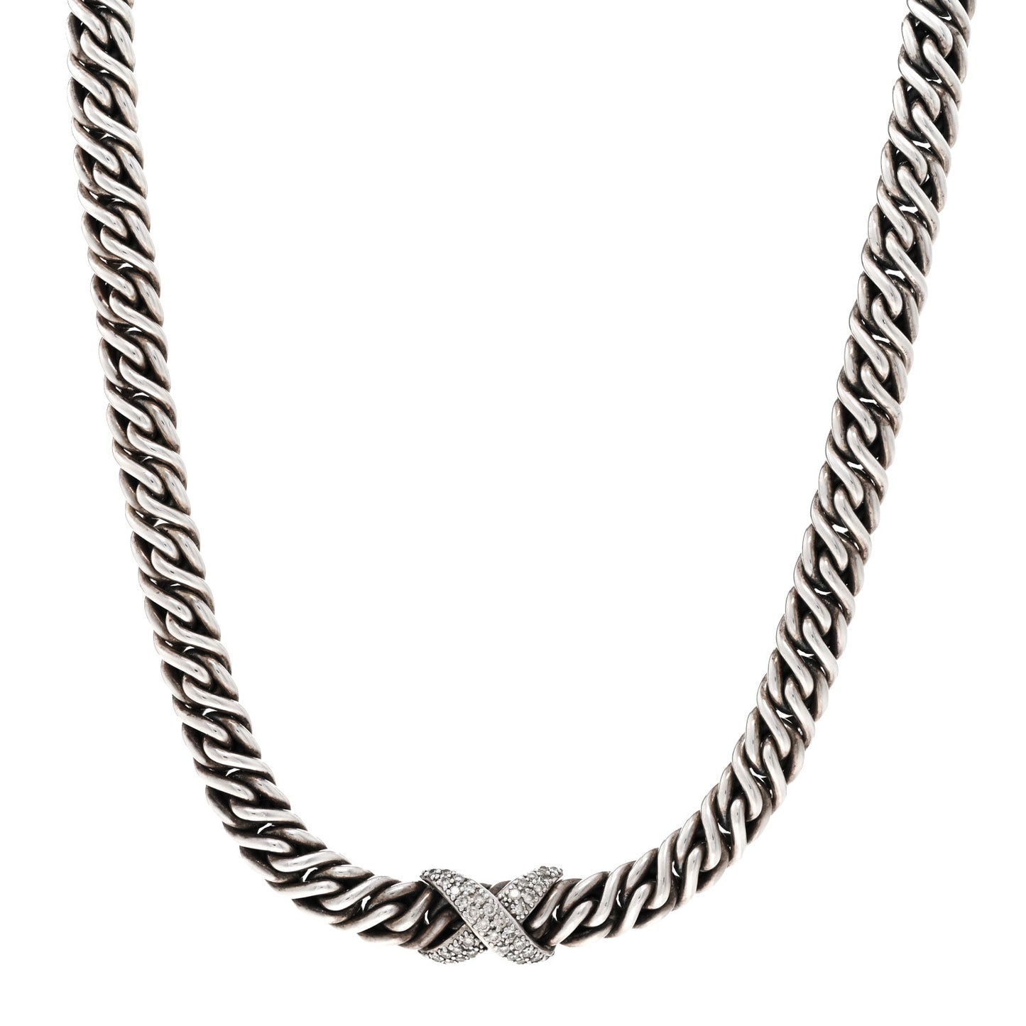 Sterling Silver Diamond Lyrica Rope Necklace