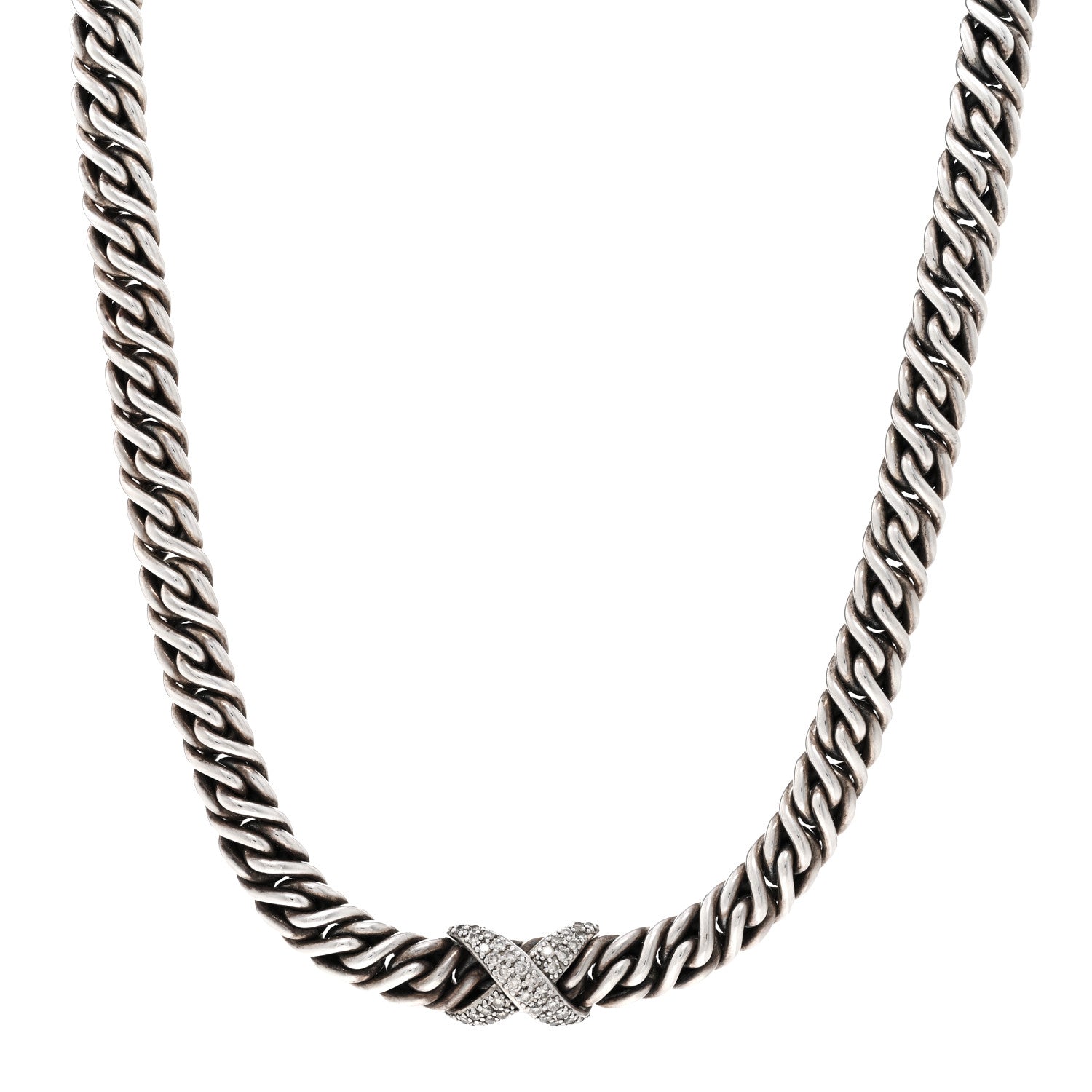David Yurman Sterling Silver Diamond Lyrica Rope Necklace 1 of 4