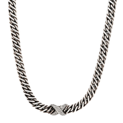 David Yurman Sterling Silver Diamond Lyrica Rope Necklace 1 of 4