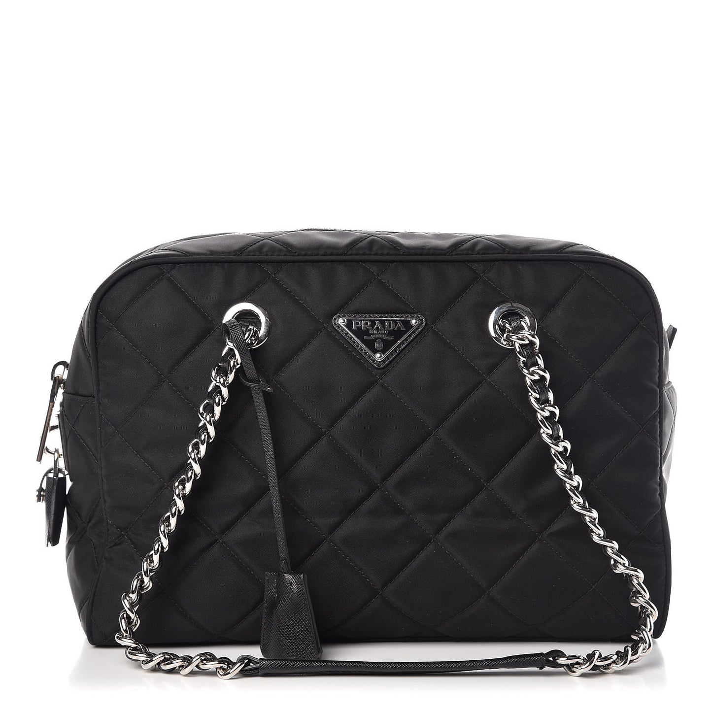 Nylon Tessuto Impuntu Quilted Shoulder Bag Black