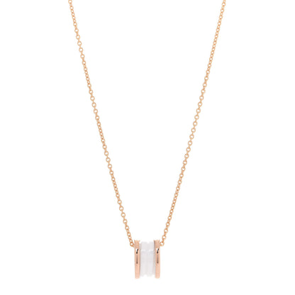 Bulgari 18K Rose Gold White Ceramic B.Zero1 Pendant Necklace 1 of 9