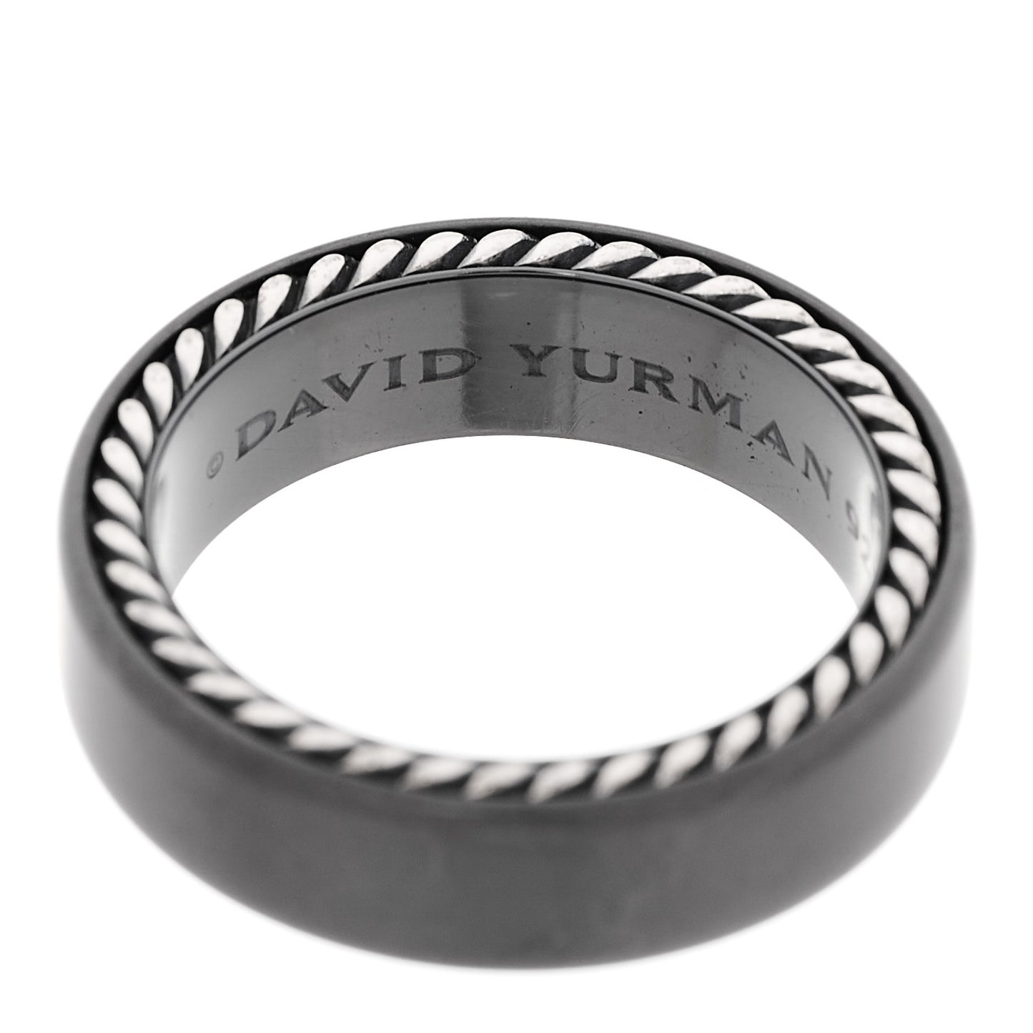 Black Titanium Sterling Silver 6mm Streamline Band Ring 57 8