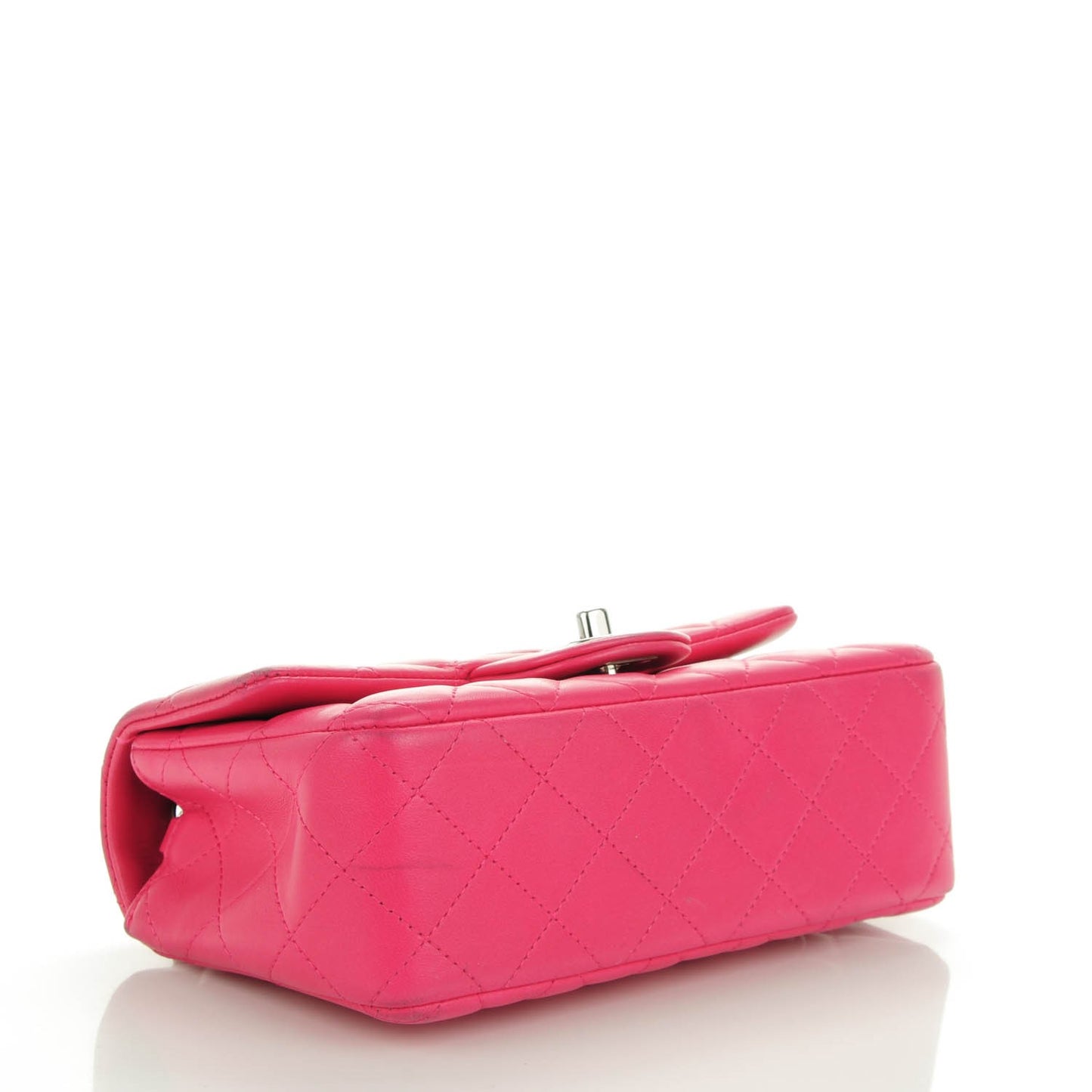 Lambskin Quilted Mini Rectangular Flap Dark Pink