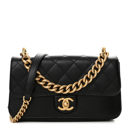 Chanel Iridescent Calfskin Quilted Small Straight Lined Flap Black 1 of 12