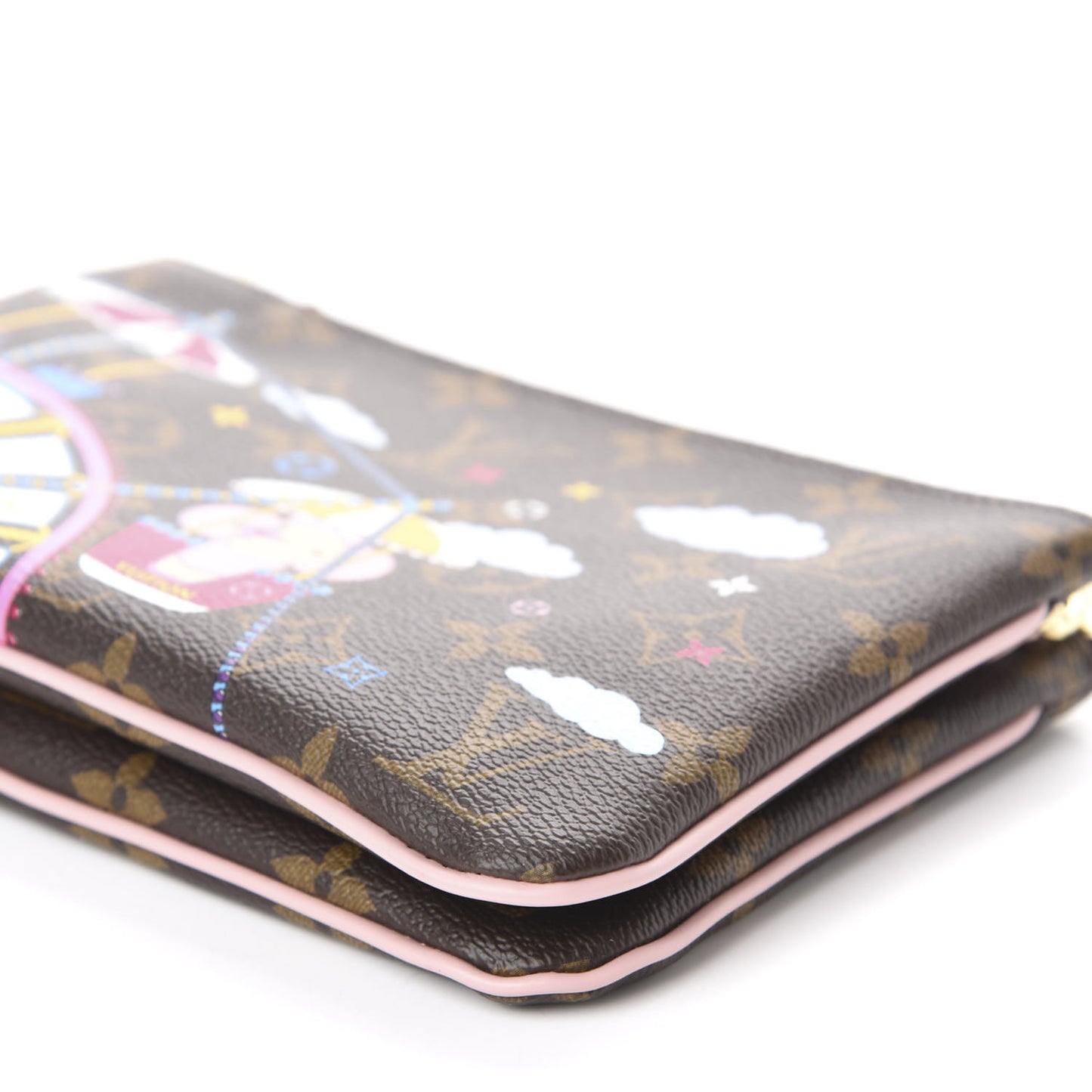 Monogram 2020 Christmas Animation Big Wheel Double Zip Pochette Rose Ballerine