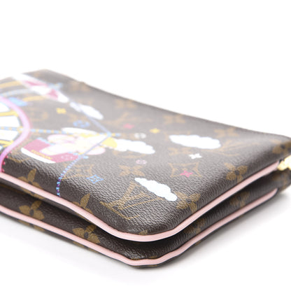 Louis Vuitton Monogram 2020 Christmas Animation Big Wheel Double Zip Pochette Rose Ballerine 7 of 10