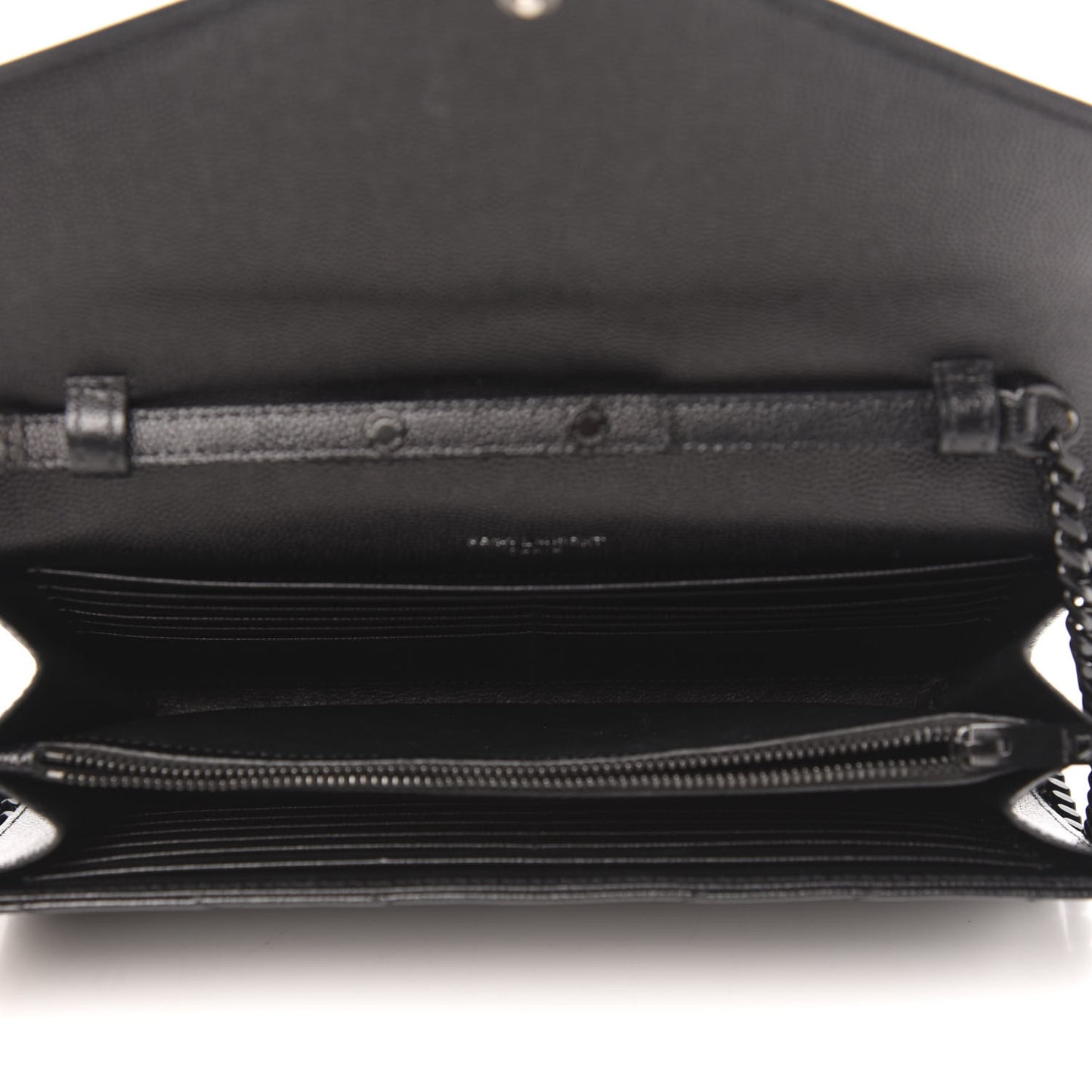 Grain De Poudre Matelasse Chevron Monogram Chain Wallet Black