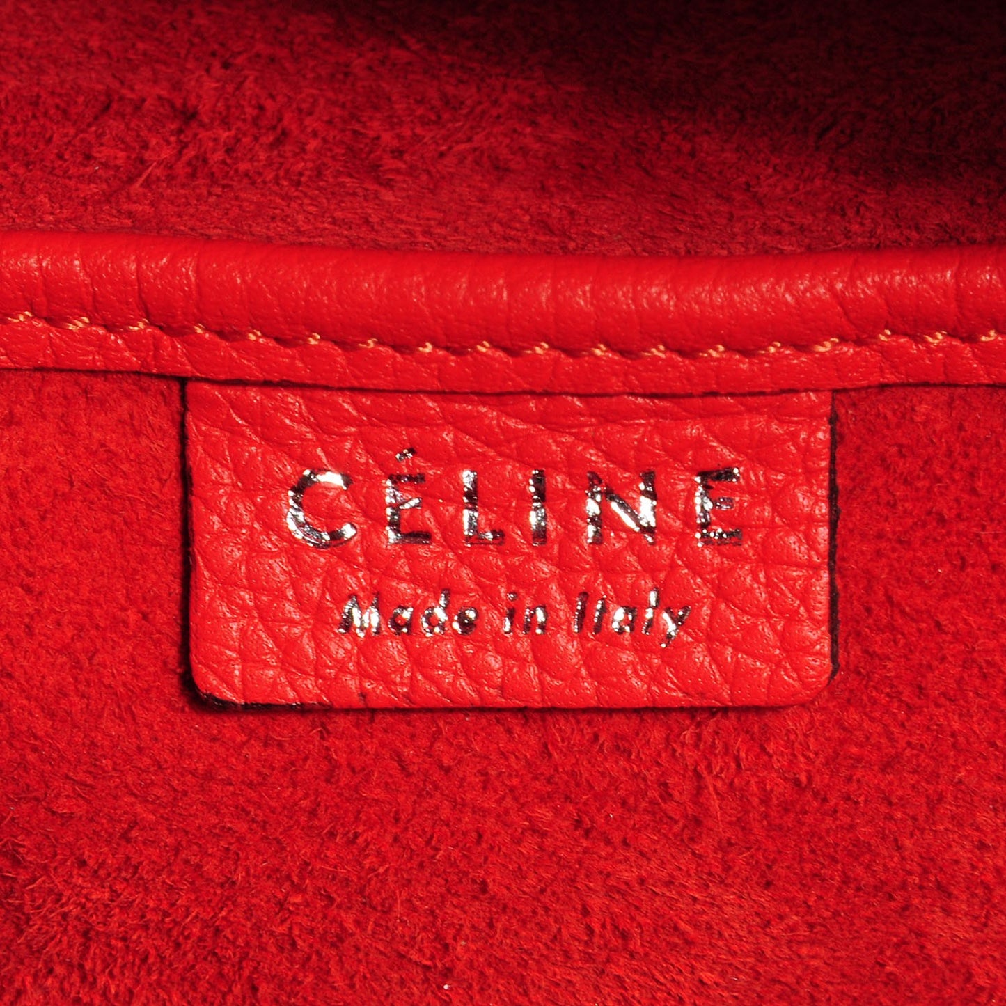 Drummed Calfskin Nano Luggage Vermillion