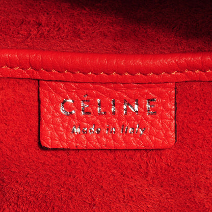 Celine Drummed Calfskin Nano Luggage Vermillion 7 of 8