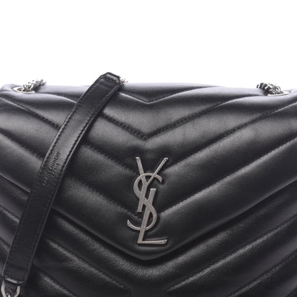 Saint Laurent Calfskin Y Quilted Monogram Small Loulou Chain Satchel Black 7 of 9