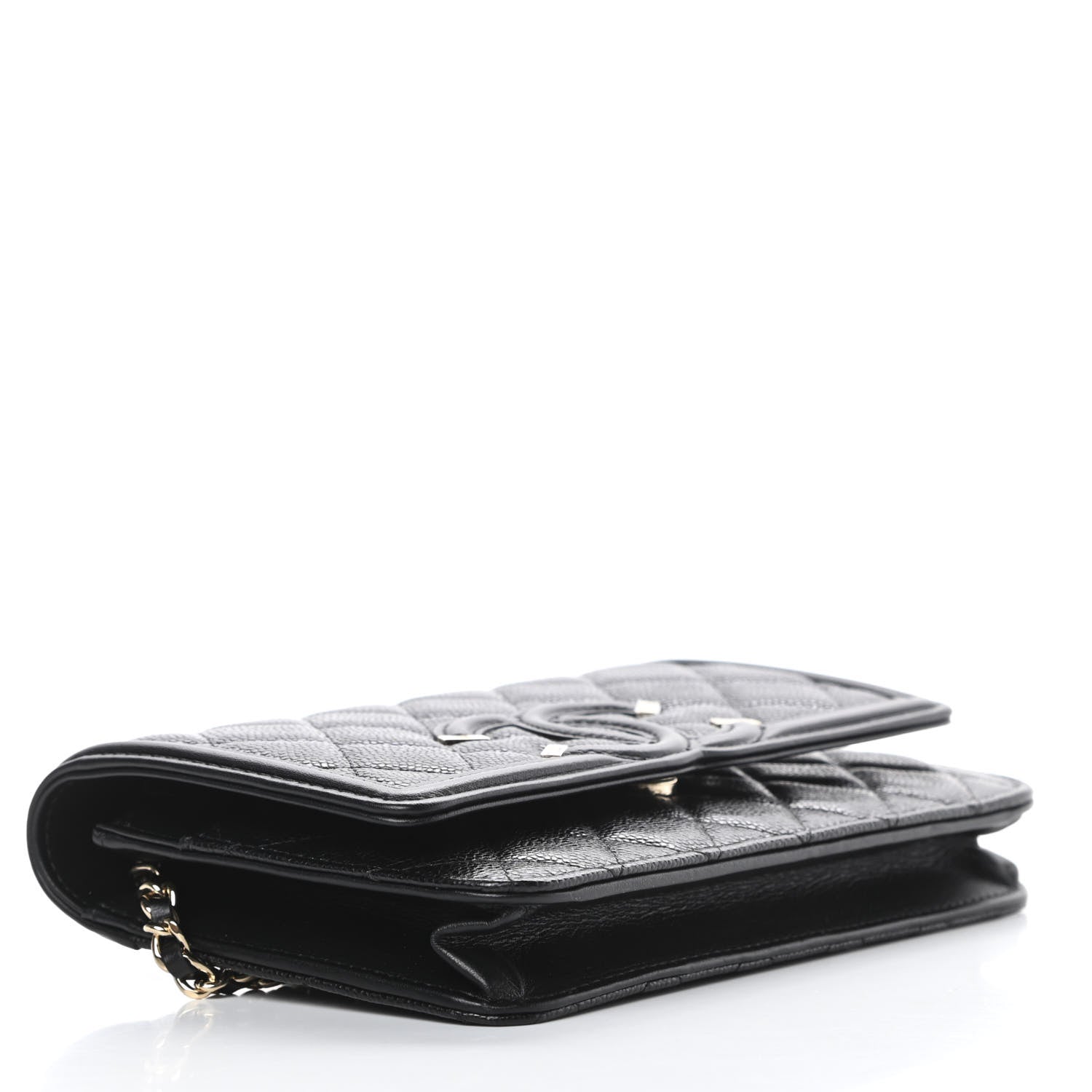 Chanel Caviar Quilted CC Filigree Wallet On Chain WOC Black 4 of 13