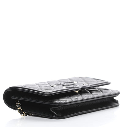 Chanel Caviar Quilted CC Filigree Wallet On Chain WOC Black 4 of 13