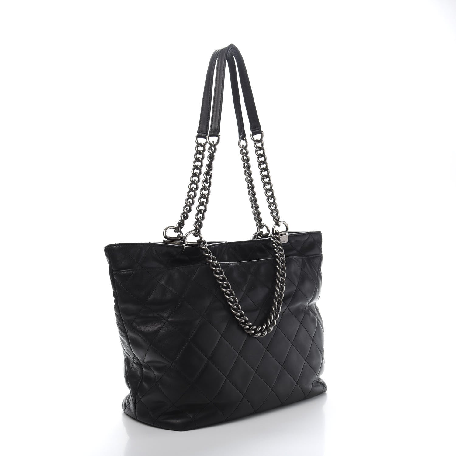Chanel Calfskin Quilted Large Shopping In Chains Tote Black 3 of 12