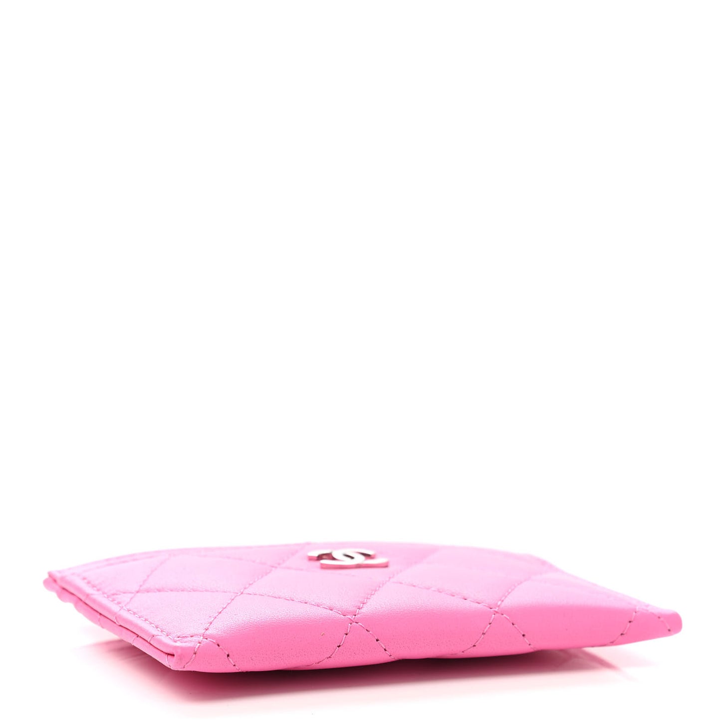 Lambskin Quilted Card Holder Pink