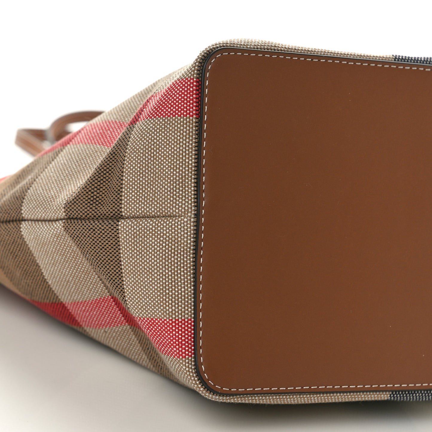 Giant Check Canvas Medium London Tote Taupe Brown