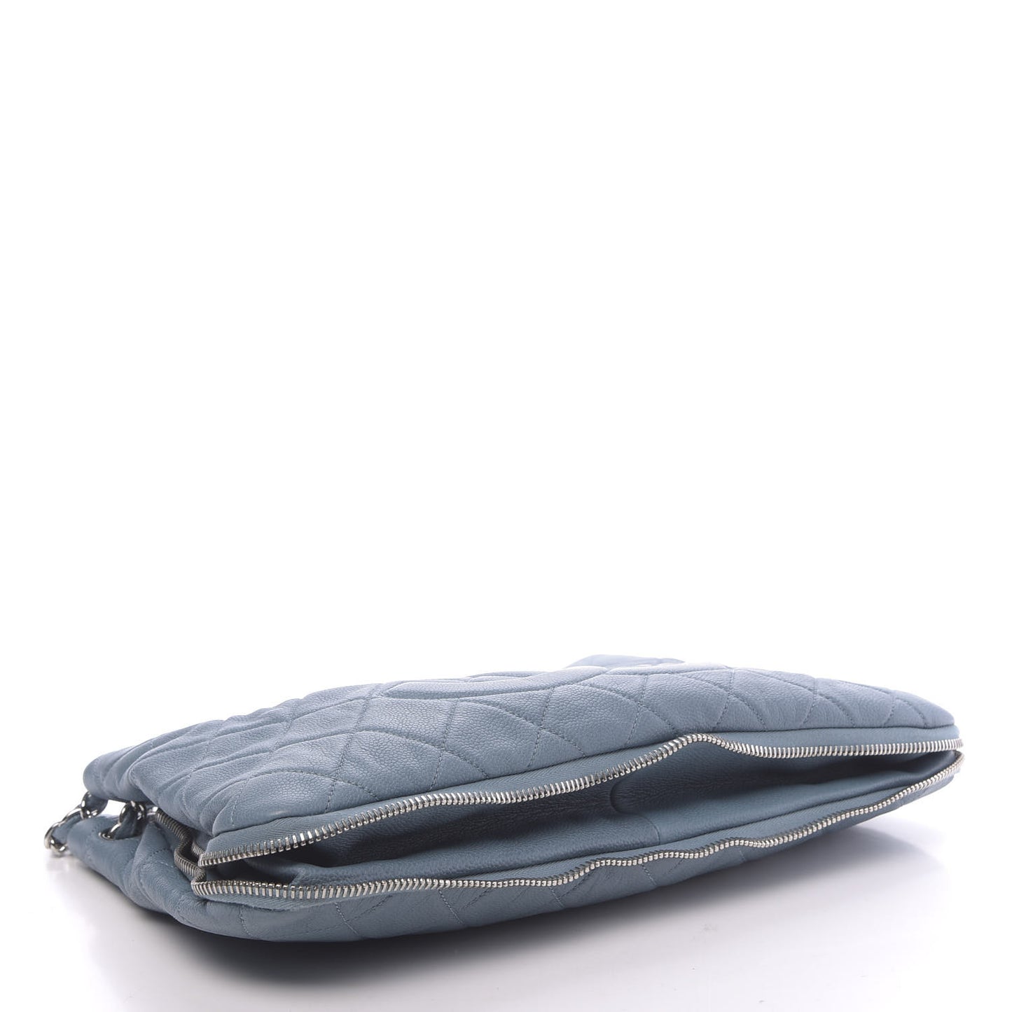 Caviar Quilted Expandable Zip Shoulder Bag Blue