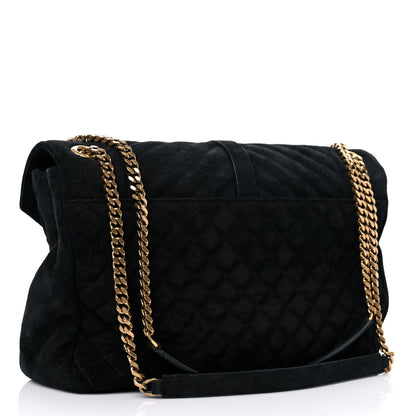 Saint Laurent Suede Mixed Matelasse Tri-Quilt Large Monogram Envelope Satchel Black 3 of 25