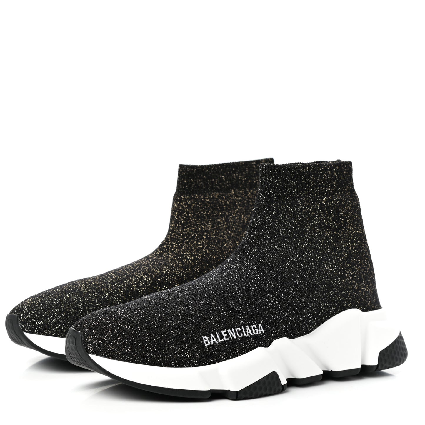 Knit Metal Womens Speed Sneakers 37 Black Gold