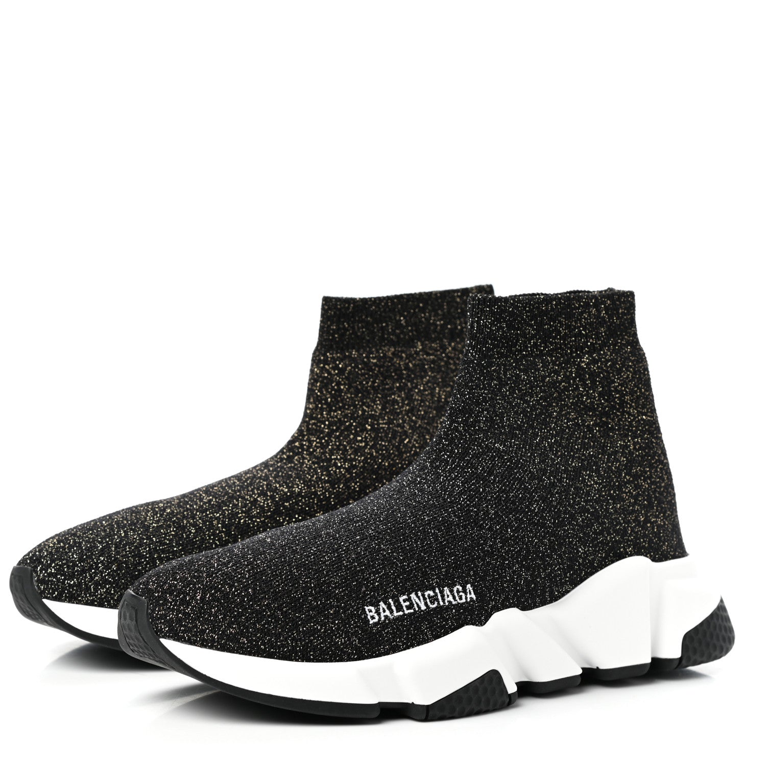 Balenciaga Knit Metal Womens Speed Sneakers 37 Black Gold 3 of 10