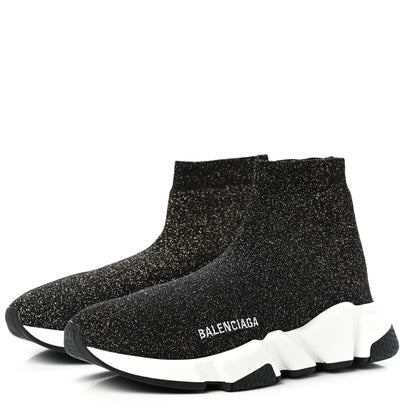 Balenciaga Knit Metal Womens Speed Sneakers 37 Black Gold 3 of 10