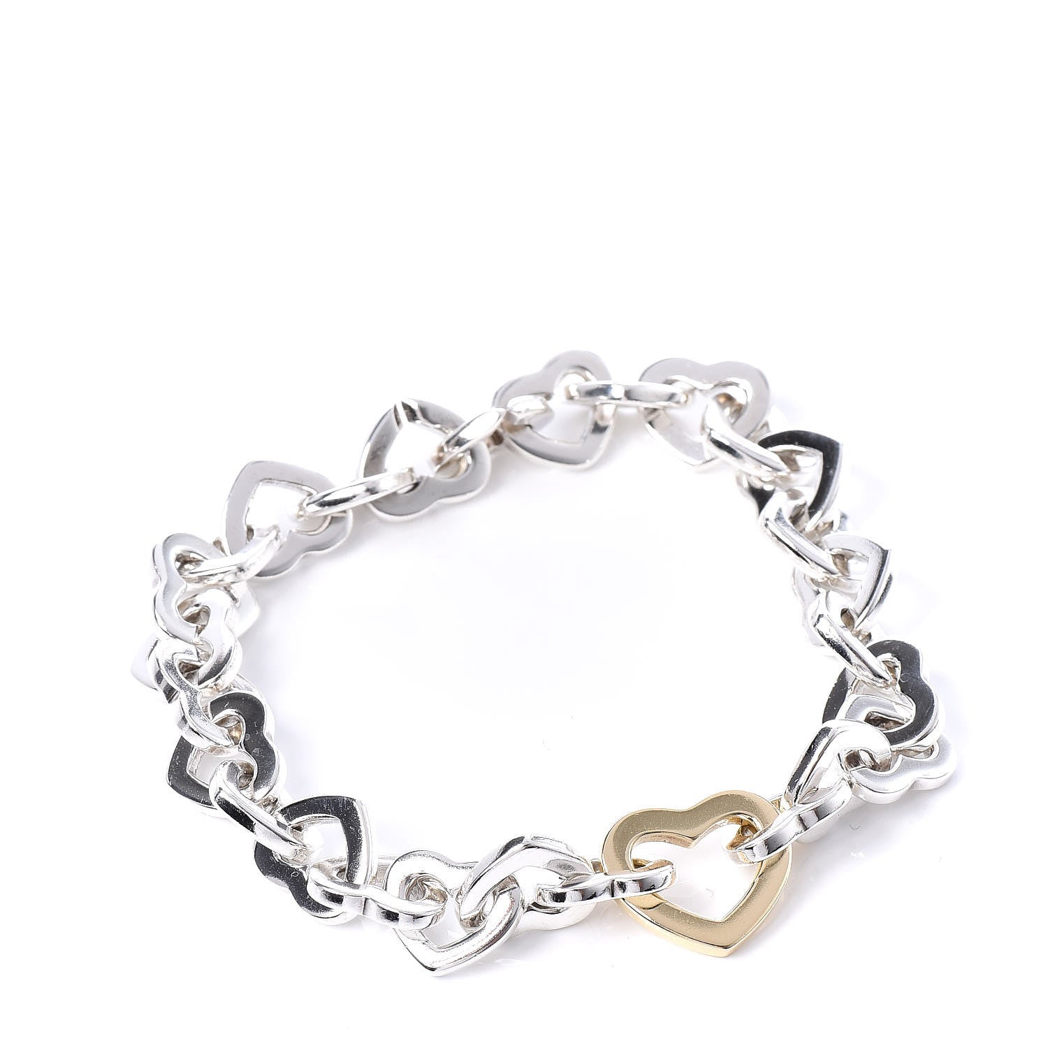 Tiffany Sterling Silver 18K Yellow Gold Heart Links Bracelet 1 of 5