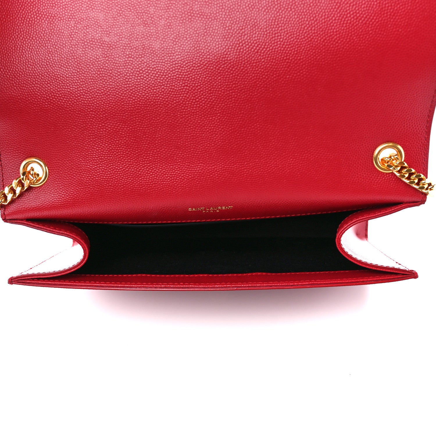 Saint Laurent Grain De Poudre Medium Monogram Kate Satchel Red 5 of 11