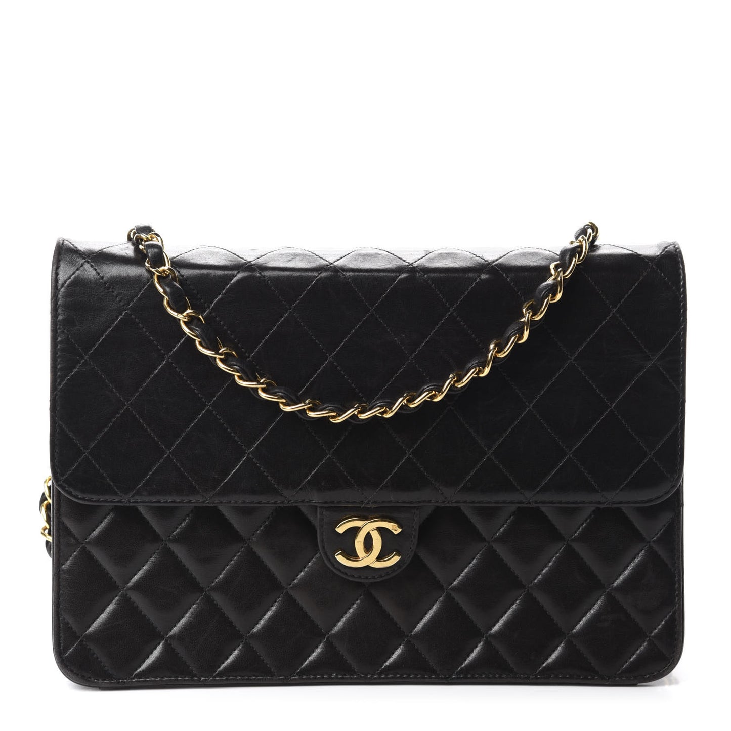 Lambskin Quilted Medium Single Flap Black