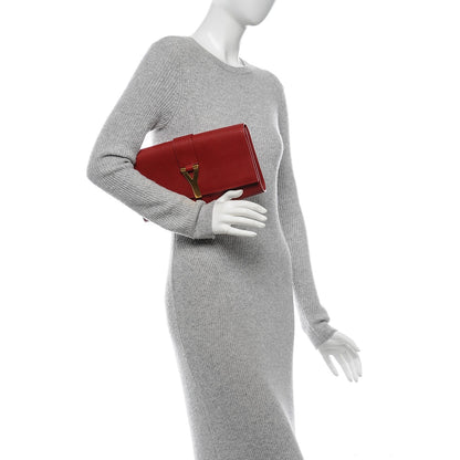 Saint Laurent Textured Calfskin Classic Y Clutch Red 2 of 7
