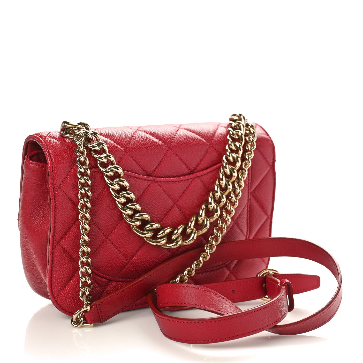 Chanel Caviar Quilted Small Studded Flap Red 3 of 12