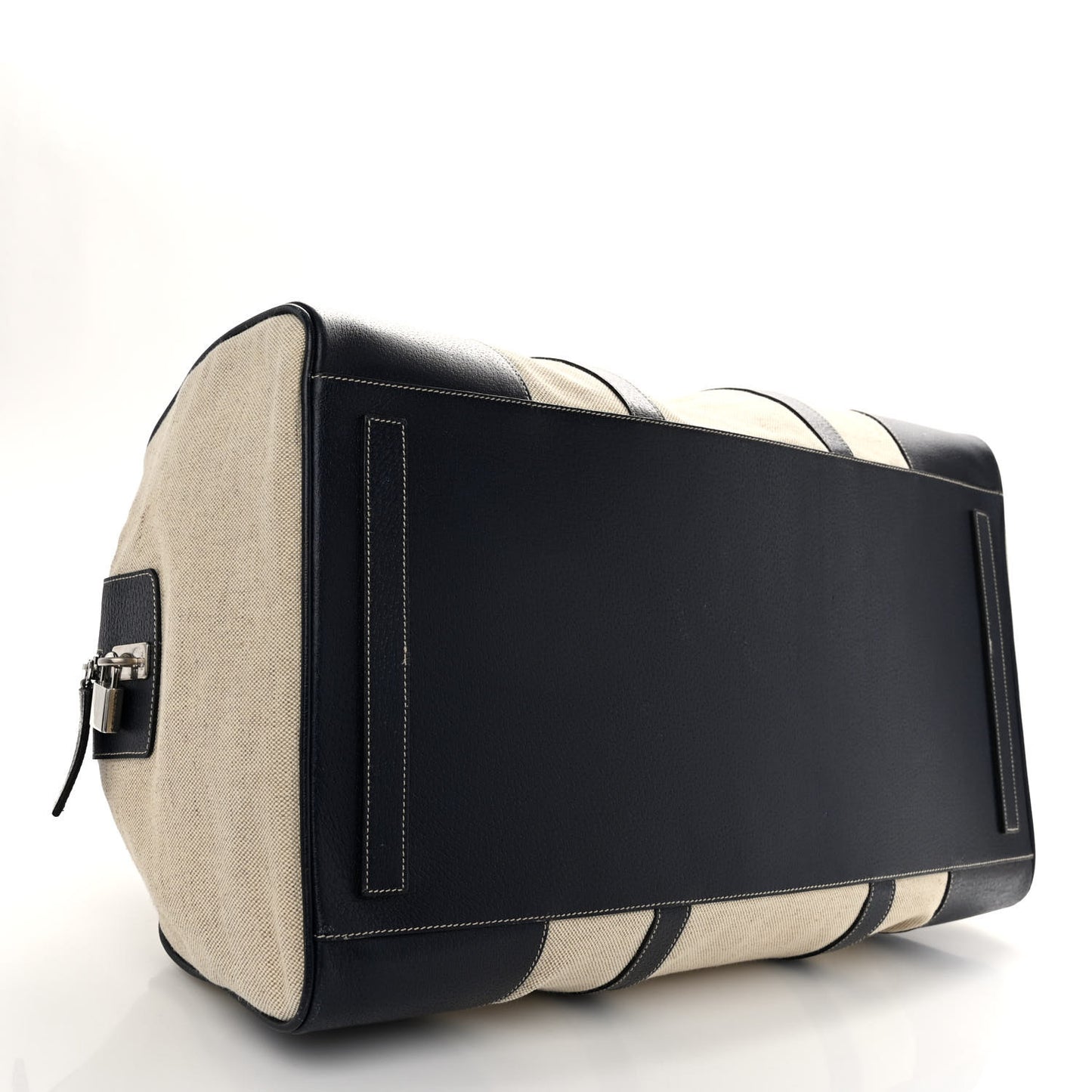 Canvas Calfskin Duffle Beige Navy